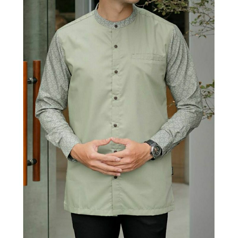 Kemko Sage Green Pria Dewasa Motif Batik Elegan