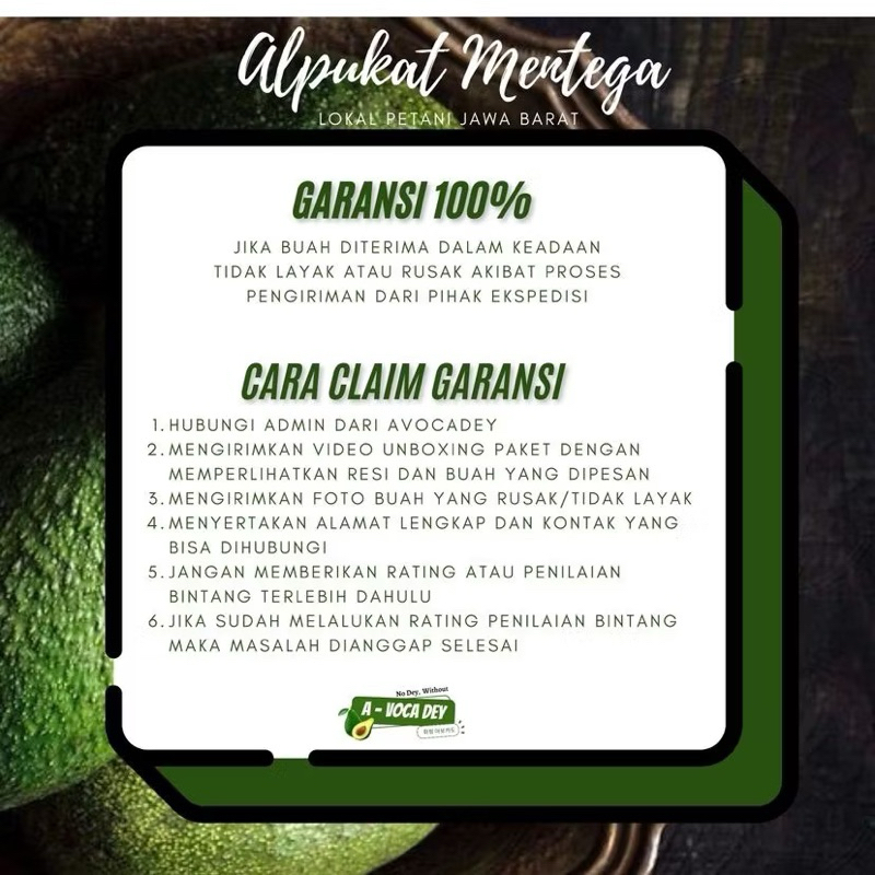 

PAKET GARANSI AVOCADEY