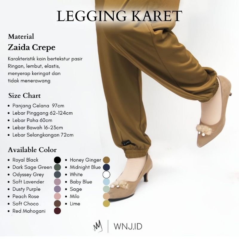Legging Karet WNJ Celamis Dalaman Gamis