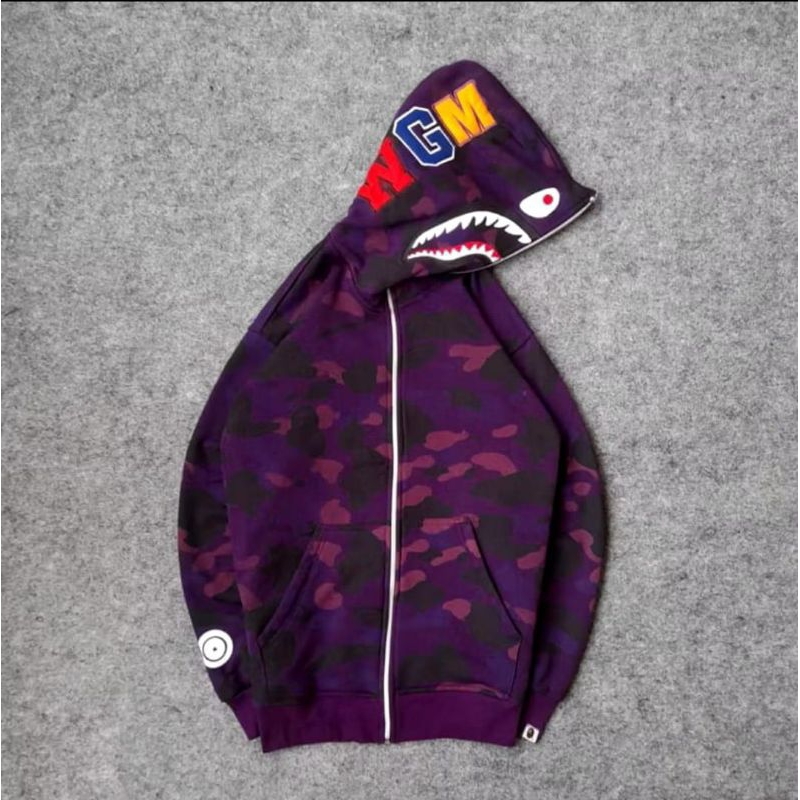 HOODIE ZIPPER BAPE UNGU CAMO MIRROR 1:1