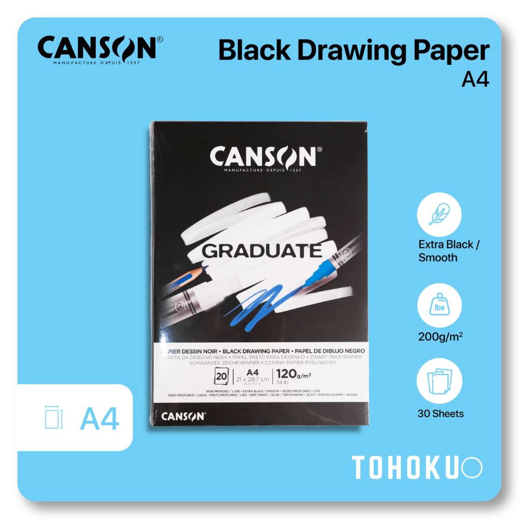 

Canson - Graduate Black Drawing Paper A4 | Buku Kertas Gambar Sketsa Sketch