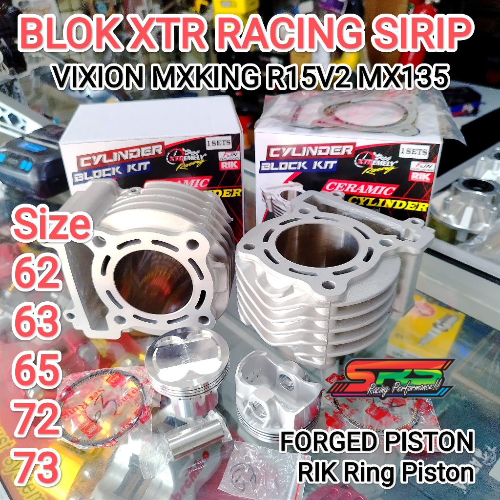 XTR RACING BLOK CERAMIC MX OLd NEW VIXION MX KING 62 63 65 72 73 NEW MODEL SIRIP CERAMIC PISTON FJN