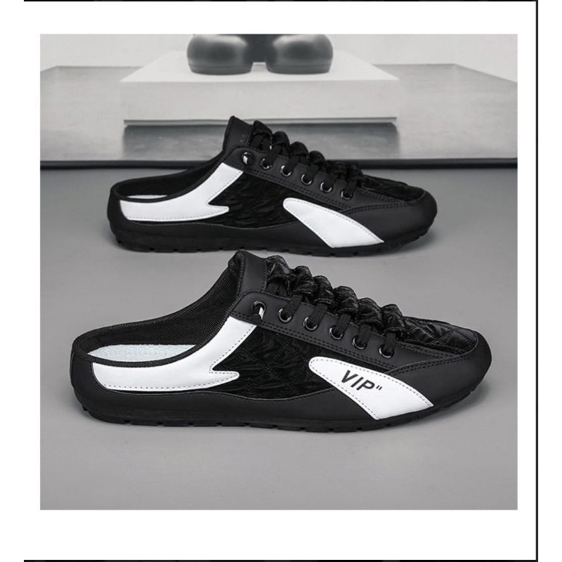 Slip On Mule Sneakers K31 Backless sneakers Trip Sepatu Olahraga Kasual Loafers Square Toe