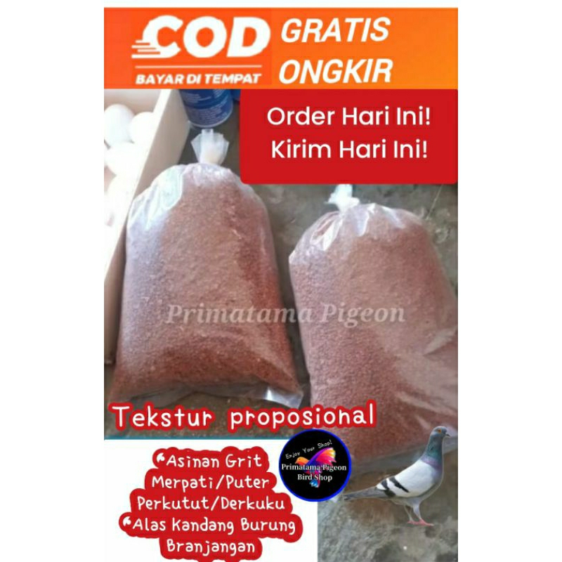 Grit batu bata merah Merpati 500gr Asinan Burung perkutut/derkuku/alas kandang burung branjangan