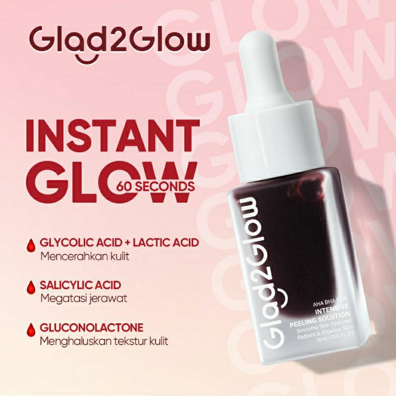 READY[100% ORI] Glad2Glow AHA BHA PHA Intensive Peeling Solution 15ml Serum G2G Exfoliasi Wajah mera