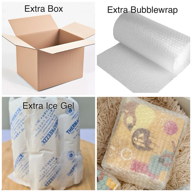 

extra bubble wrap + ice gel + box coklat viral dubai