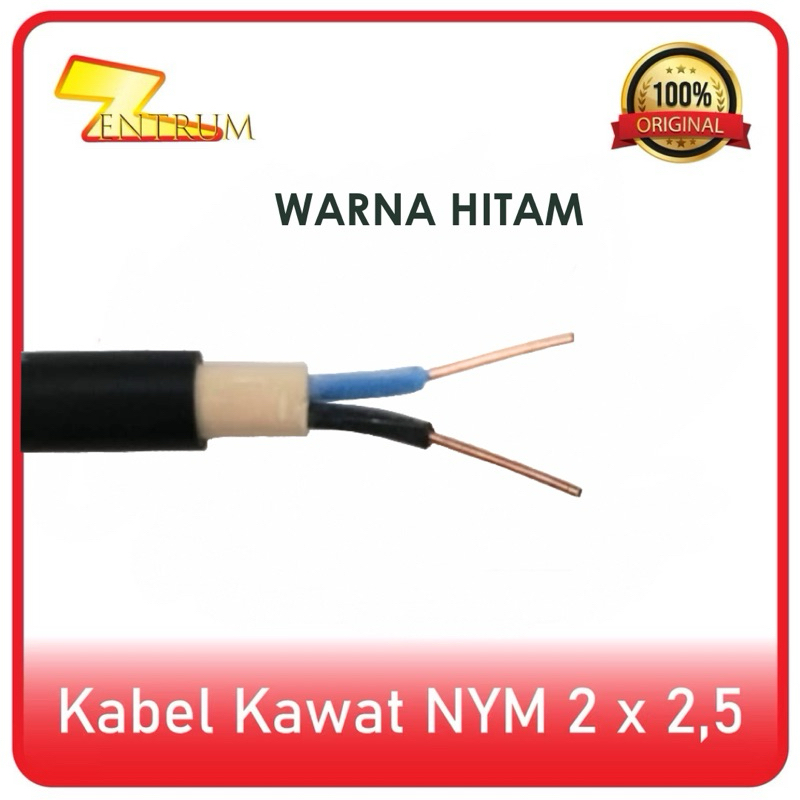 Kabel Listrik Kawat NYM 2 x 2,5 (50 Meter) WARNA HITAM