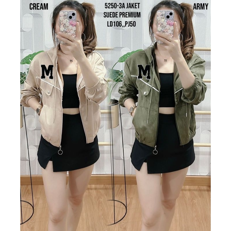 [REALPIC] JAKET SUEDE IMPORT WANITA HOODIE TOPI TANGAN PANJANG SABLON