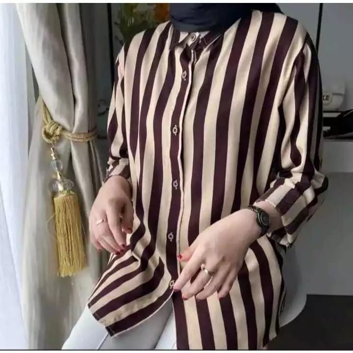 baju kemeja wanita kemeja wanita salur kemeja salur wanita terbaru kekinian/kemeja muslim trendi 202