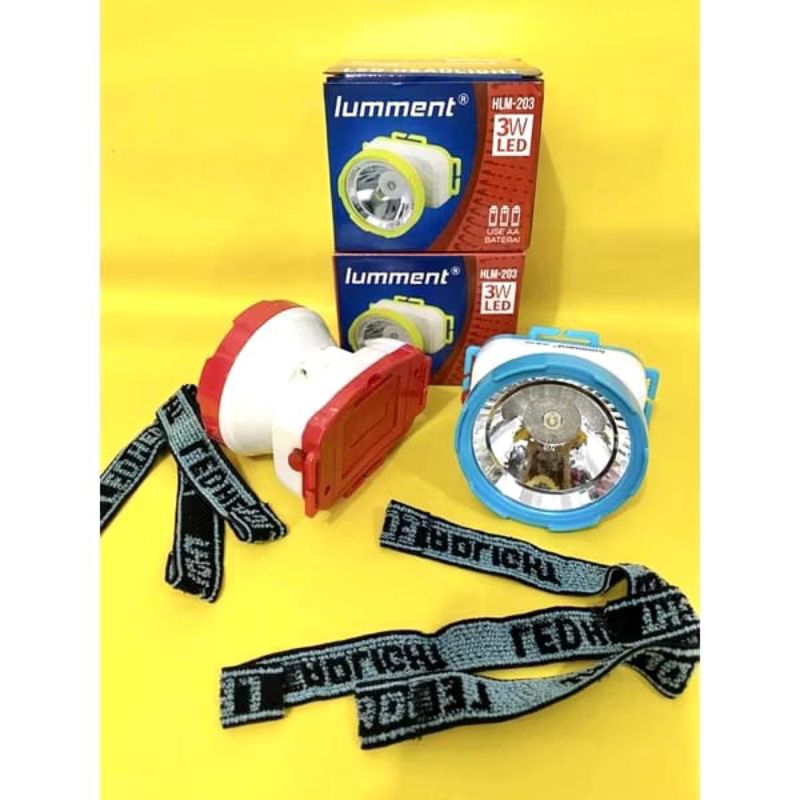 Senter Kepala Lumment HLM203 3W LED Super Terang Baterai AAA / senter pancing ikan / senter serbagun