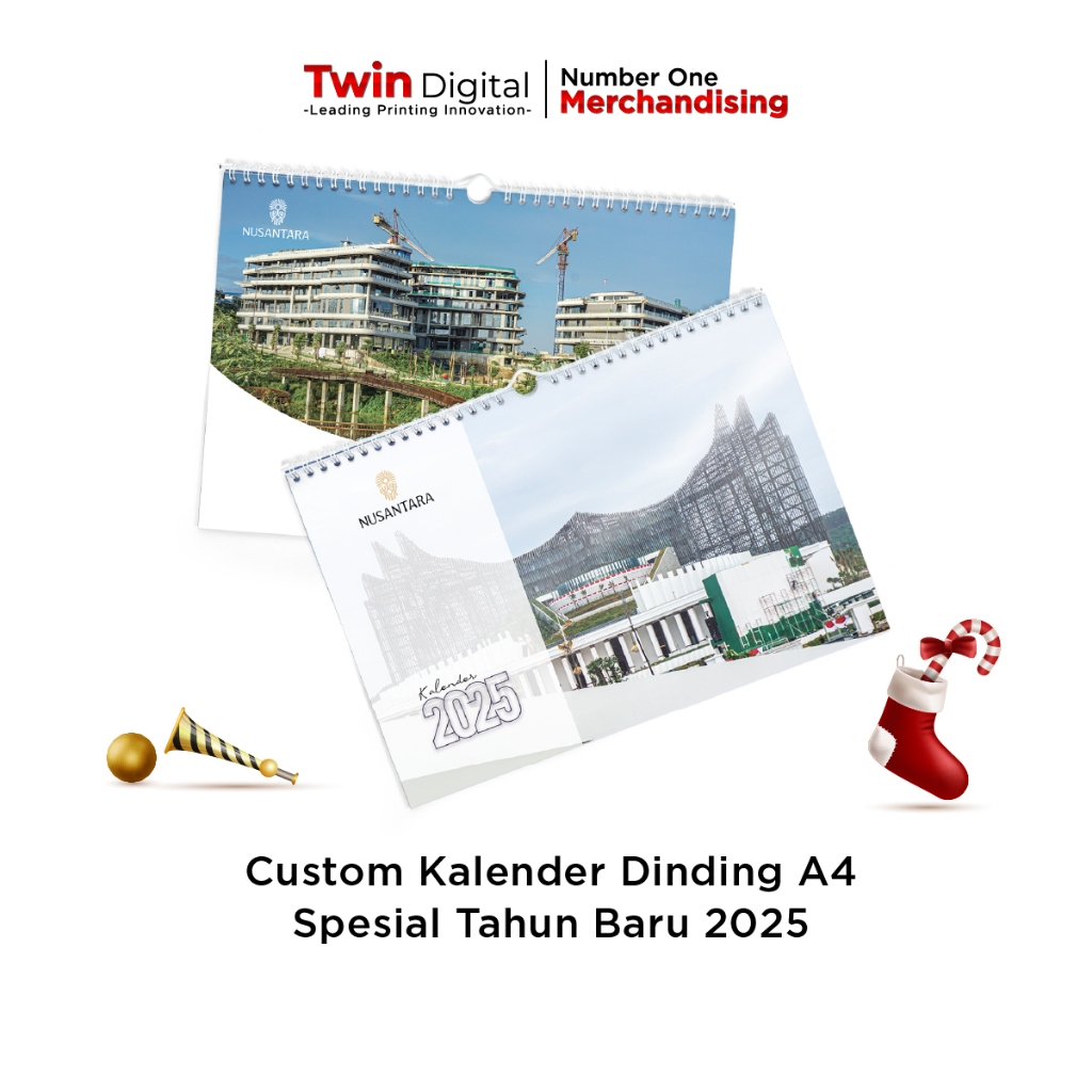 

Twindigital Kalender Dinding A4 Spiral Souvenir Tahun Baru - Custom Calendar Poster Happy New Year