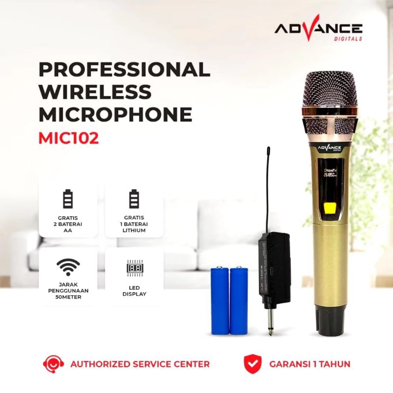 microphone wireless sistem cas Advance MIC 102 mic wireless single tanpa kabel advance mic102