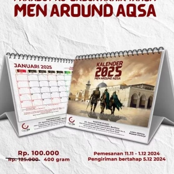

Kalender Meja Gensa 2025 Gen shalahudin berilmu Ammar ar risalah men around aqsa