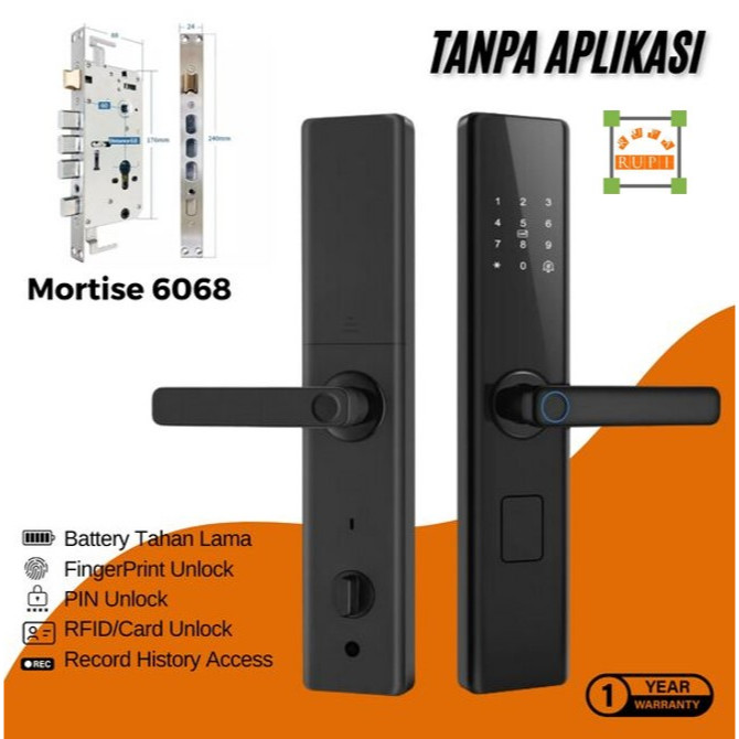 Cirlo Home Smart Door Lock Handle CR-5860 [Black] Mortise 6068 [No App]