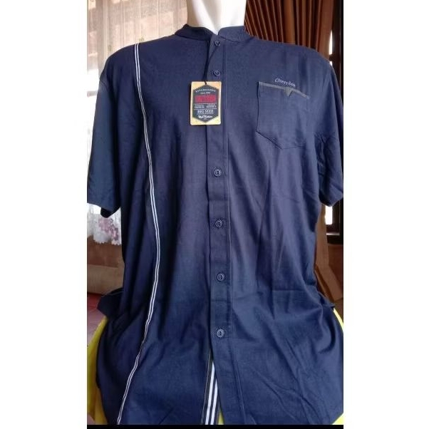 Kemeja Koko /Kemko Cressida Original Bigsize Bahan Kaos tebal Katun Lengan Panjang/Pendek Pria