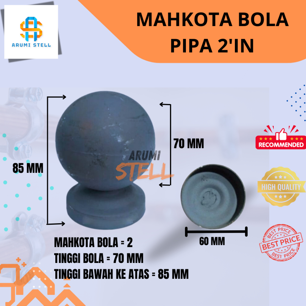 Mahkota Hollow Besi Pipa 2 ''/  Ornamen Pagar Aksesoris Tralis