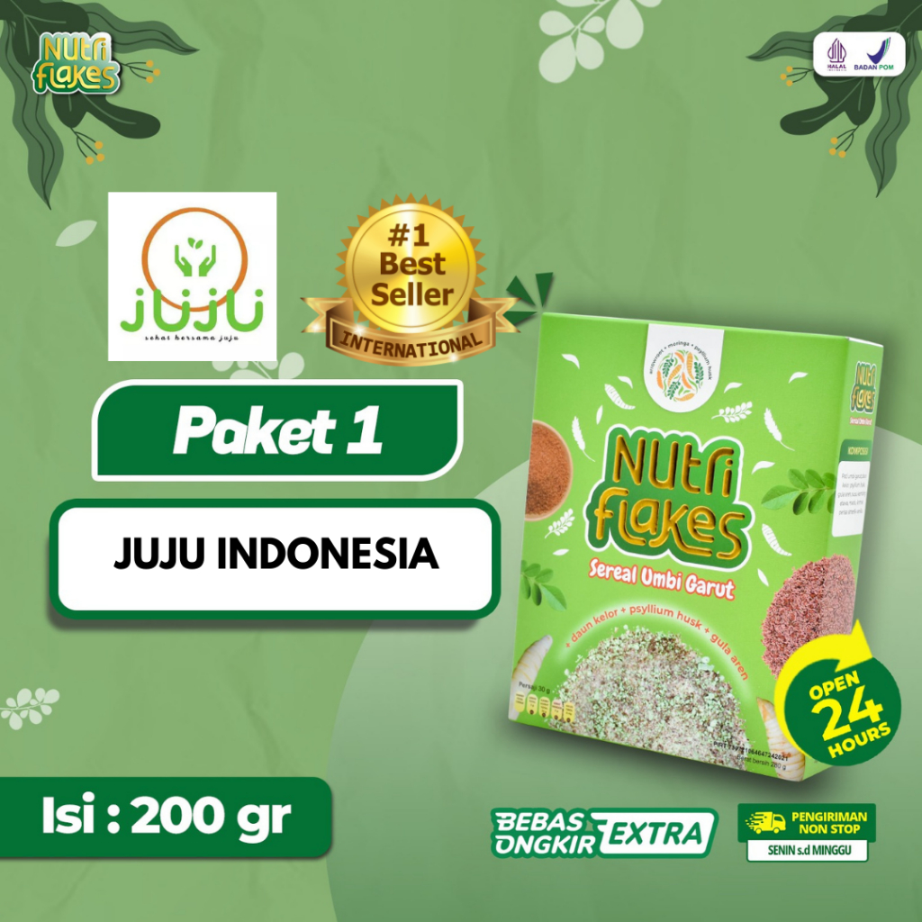 

Nutriflakes Minuman Sereal Serbuk Umbi Garut Atasi Permasalahan Maag 280g
