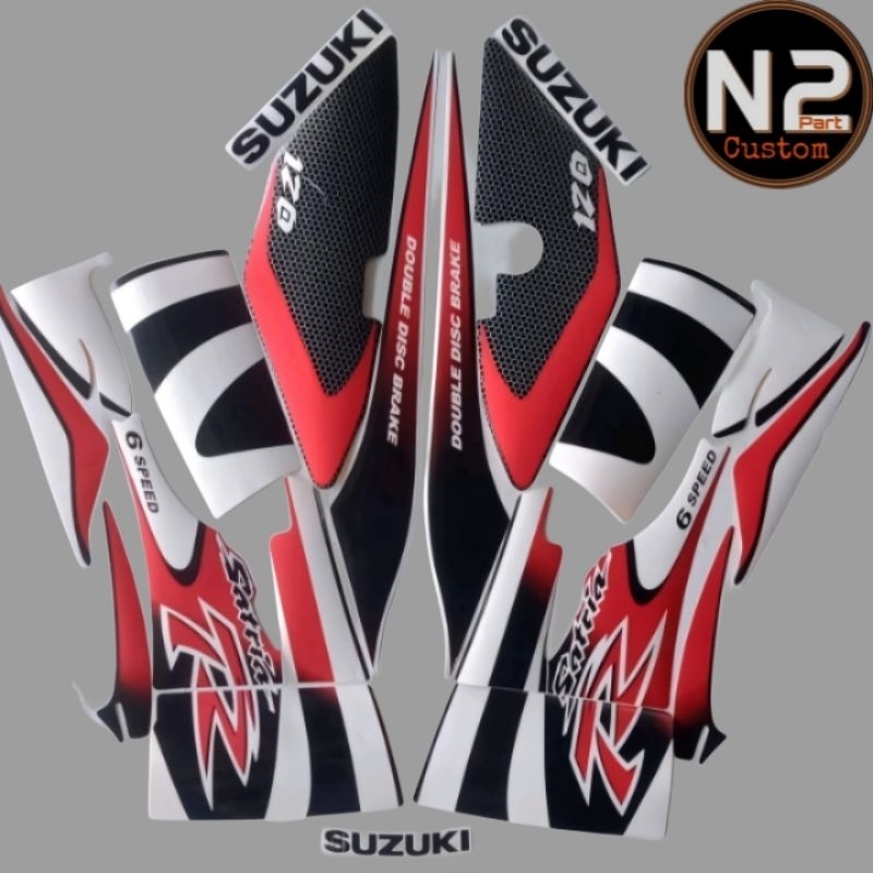 Striping Stiker Polet Motor Suzuki SATRIA R lumba 2001 2002 Sticker Lis body Satria 120r silver mera