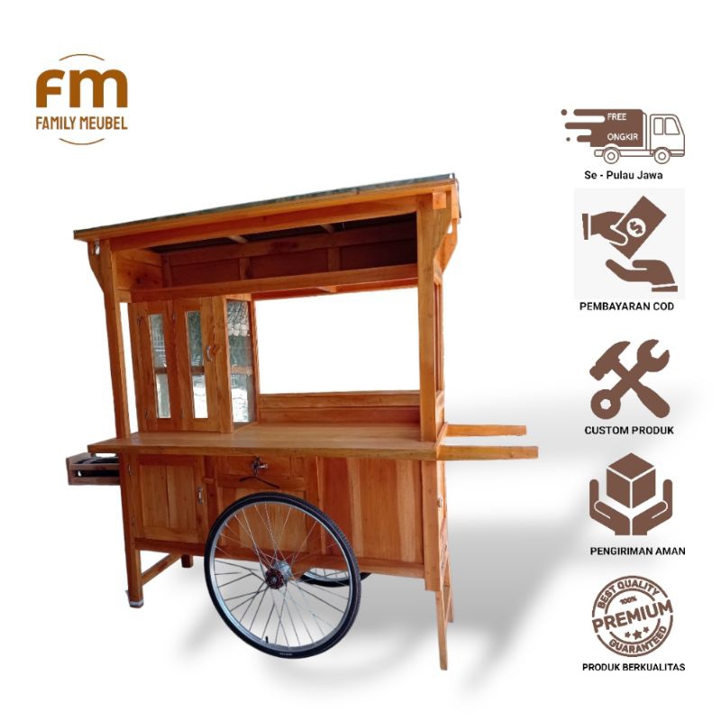 Gerobak sate ayam ,gerobak sate madura full kaca roda becak