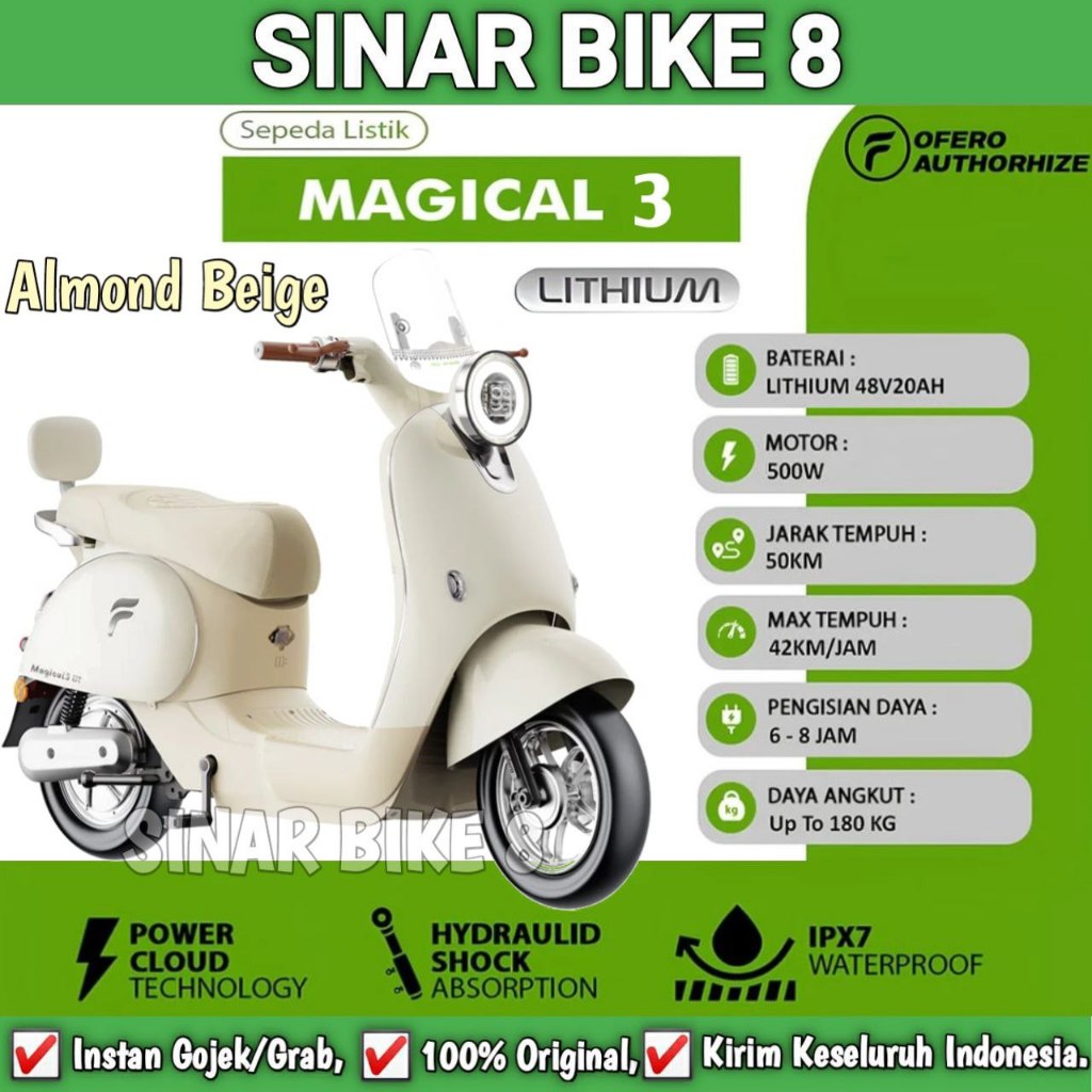 Sepeda  Listrik PACIFIC SPLENDID 5.0 dan OFERO MAGICAL 3 Lithium Electrice Bike 500 Watt Garansi Res