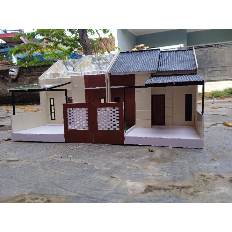 miniatur rumah minimalis modern diaroma