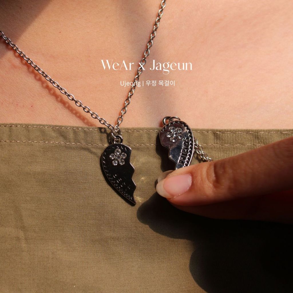 WeAr Jageun - Necklace Alloy - UJEONG | Sepasang Kalung Best Friend Forever BFF Heart Hati Magnet