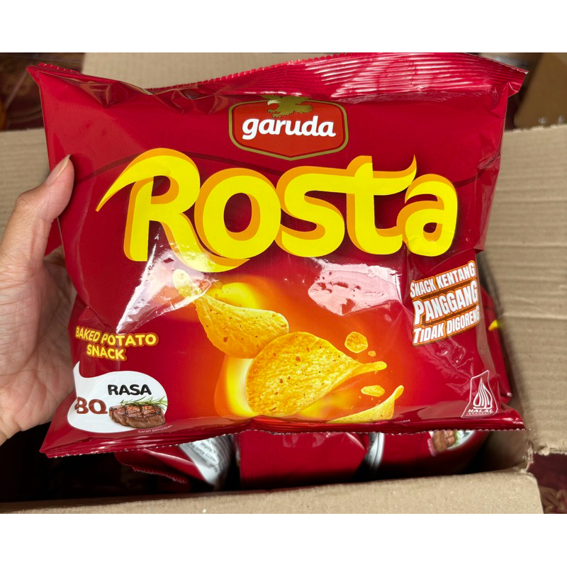 

agen distributor makanan ringan snack cemilan ciki garuda rosta baked potato snack rasa bbq kentang panggang tidak digoreng murah