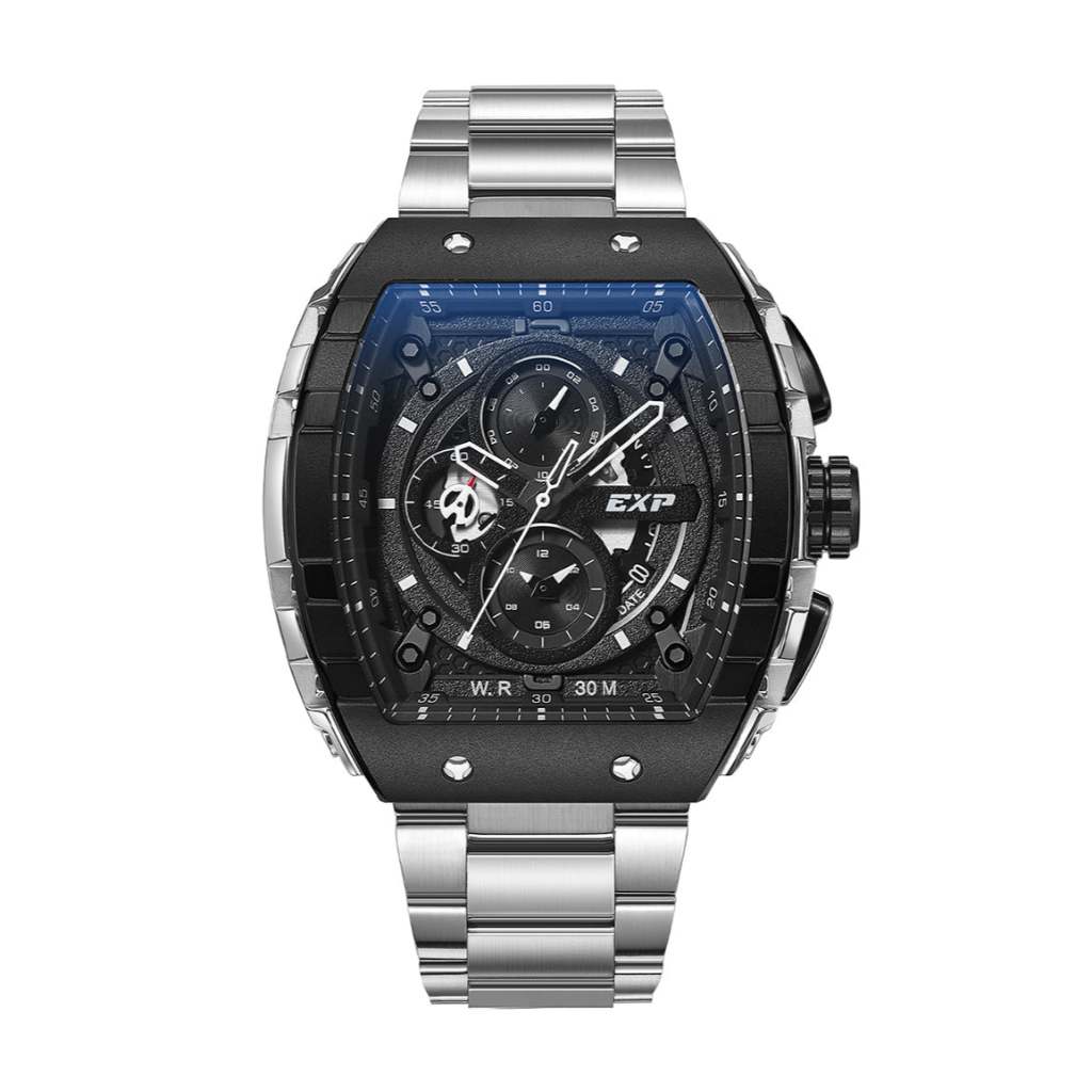 Expedition E 6782 MCBTBBASL Silver Hitam Original / Jam Tangan Pria Rantai Stainless Steel MC