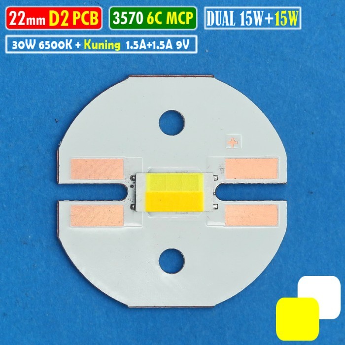MCP D2 3570 22mm 30W 6C Dual Kuning Putih 9V LED Laser BiLED Hi High Low Dua Warna Luminos RTD AES F
