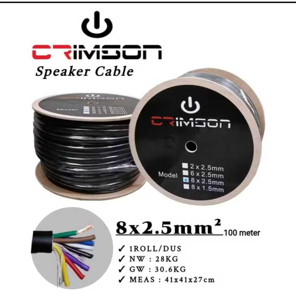 Kabel sound speaker / spiker CRIMSON 8x2,5 8*2,5 8 x 2,5 isi 8 serabut hitam ecer permeter