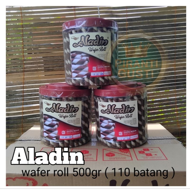 

Aladin wafer roll coklat kemasan toples 500 gram ( 110 batang )