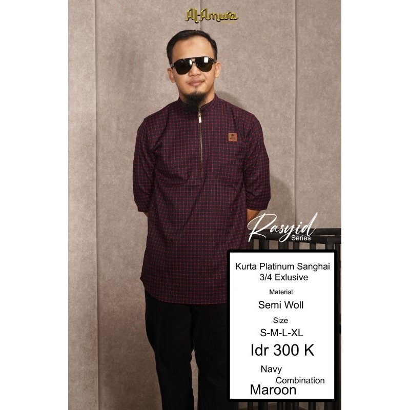 kurta platinum Reglan Kombinasi motif bahan semi woll - Gamis kurta Pakistan pria dewasa New Series 