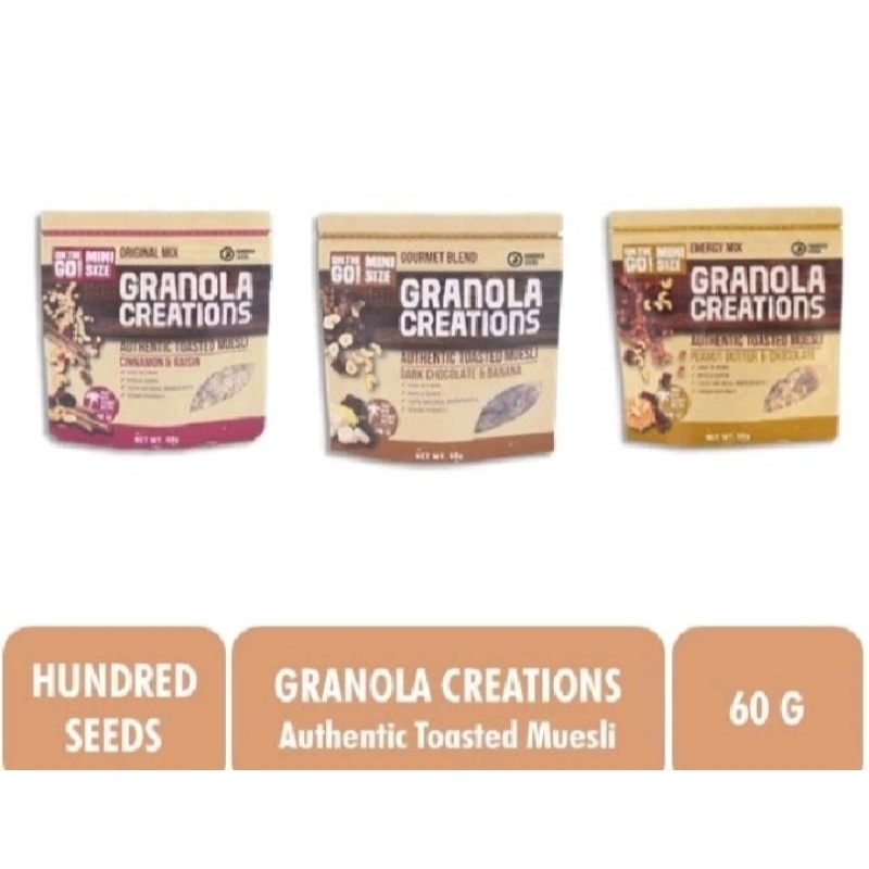 

Granola Creations 60gr Cokelat/Cinnamon/Peanuts All Varian Authentic Toasted Muesli