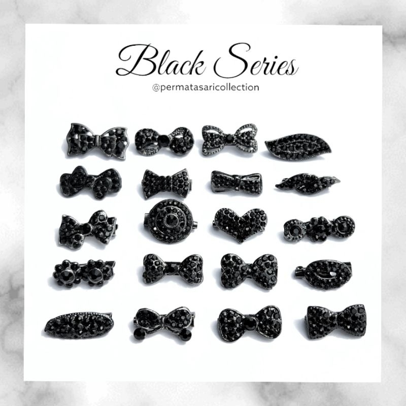 Bros Dagu Hitam Korea Kecil Aksesoris Jilbab Hijab Kerudung Wanita Muslim Muslimah Silver Black Mata