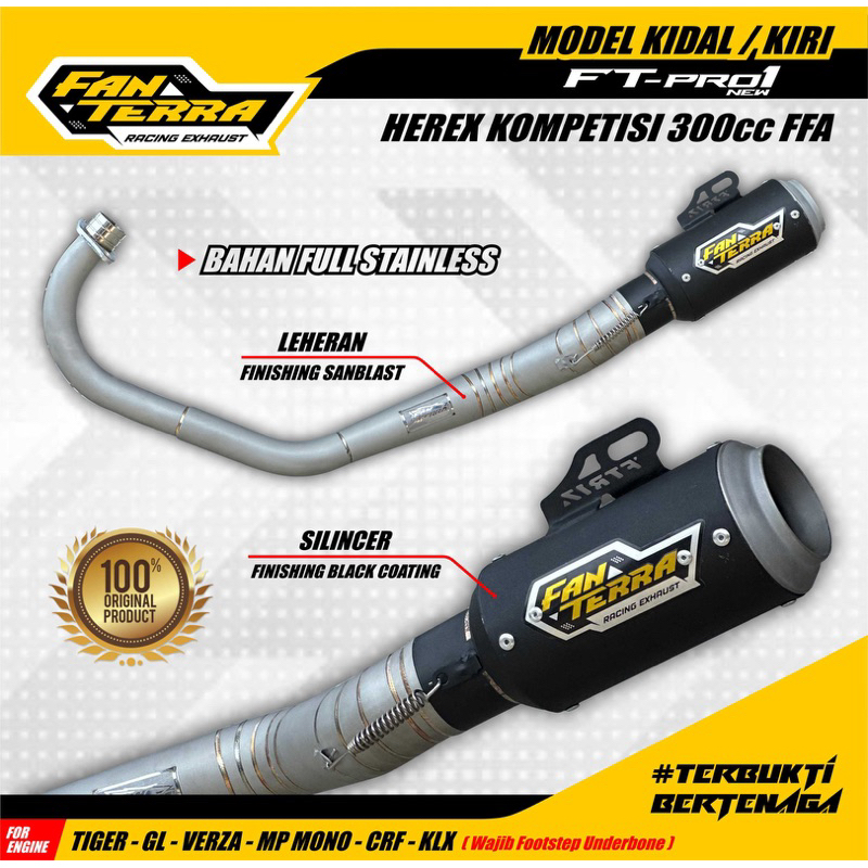 Knalpot FANTERRA KIDAL / KIRI HEREX KOMPETISI 300 CC - FFA .