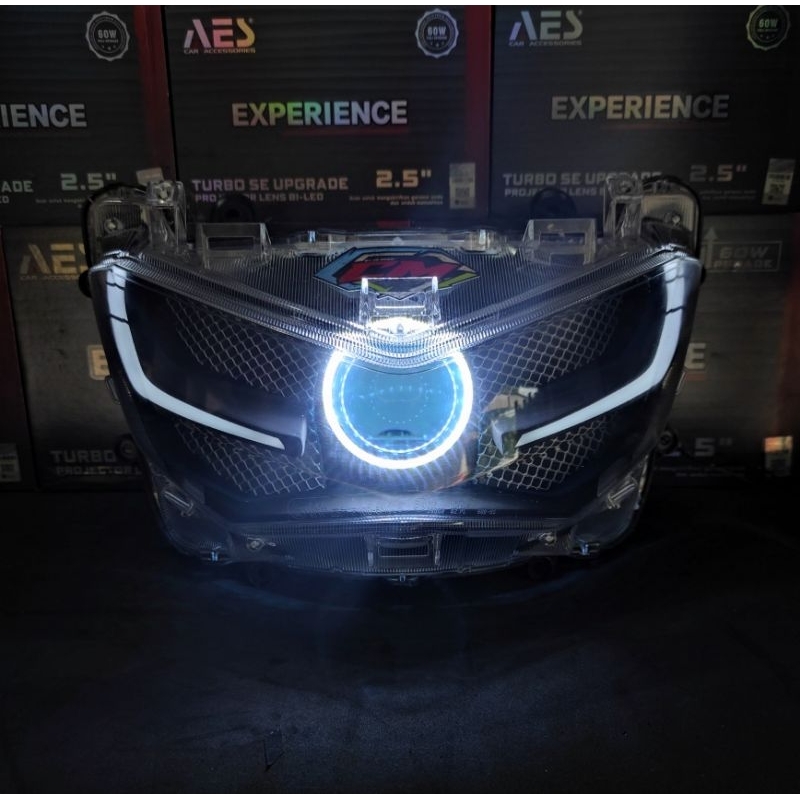 HEADLAMP SET LAMPU DEPAN SET CUSTOM BILED AES EXPERIENCE LAZY EYES YAMAHA NMAX NEW