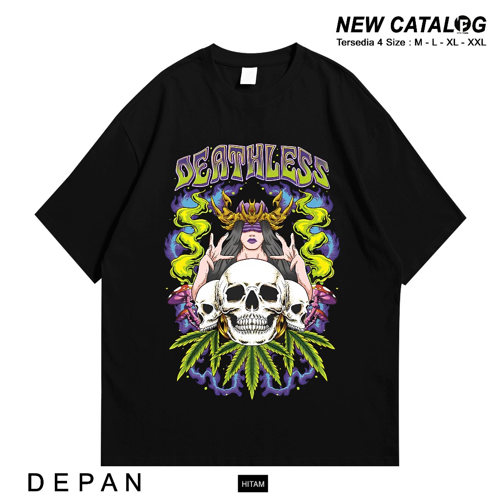 DETHLES KAOS | UPHARA | SKULL SERIES T-Shirt Regular | Kaos Lengan Pendek | Baju Pria Wanita | KAOS 
