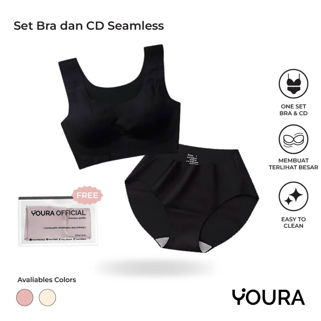 YOURA - Set Bra Dan CD Seamless / Set Olahraga Push Up Bra Full Cup / Set Pakaian Dalam Wanita Seaml