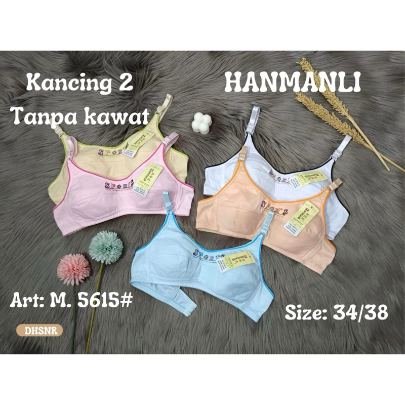 6 PCS/Set. Lusin - Miniset BH Bra Sport Bra Remaja ABG Motif Polos Ukuran 34 - 38 Tanpa Busa Cocok U