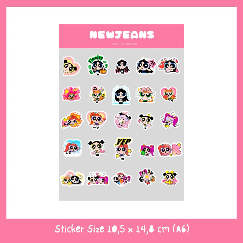 

NewJeans x Powerpuff Girls Kisscut Sticker A6 (1 lembar) by itschuustudio