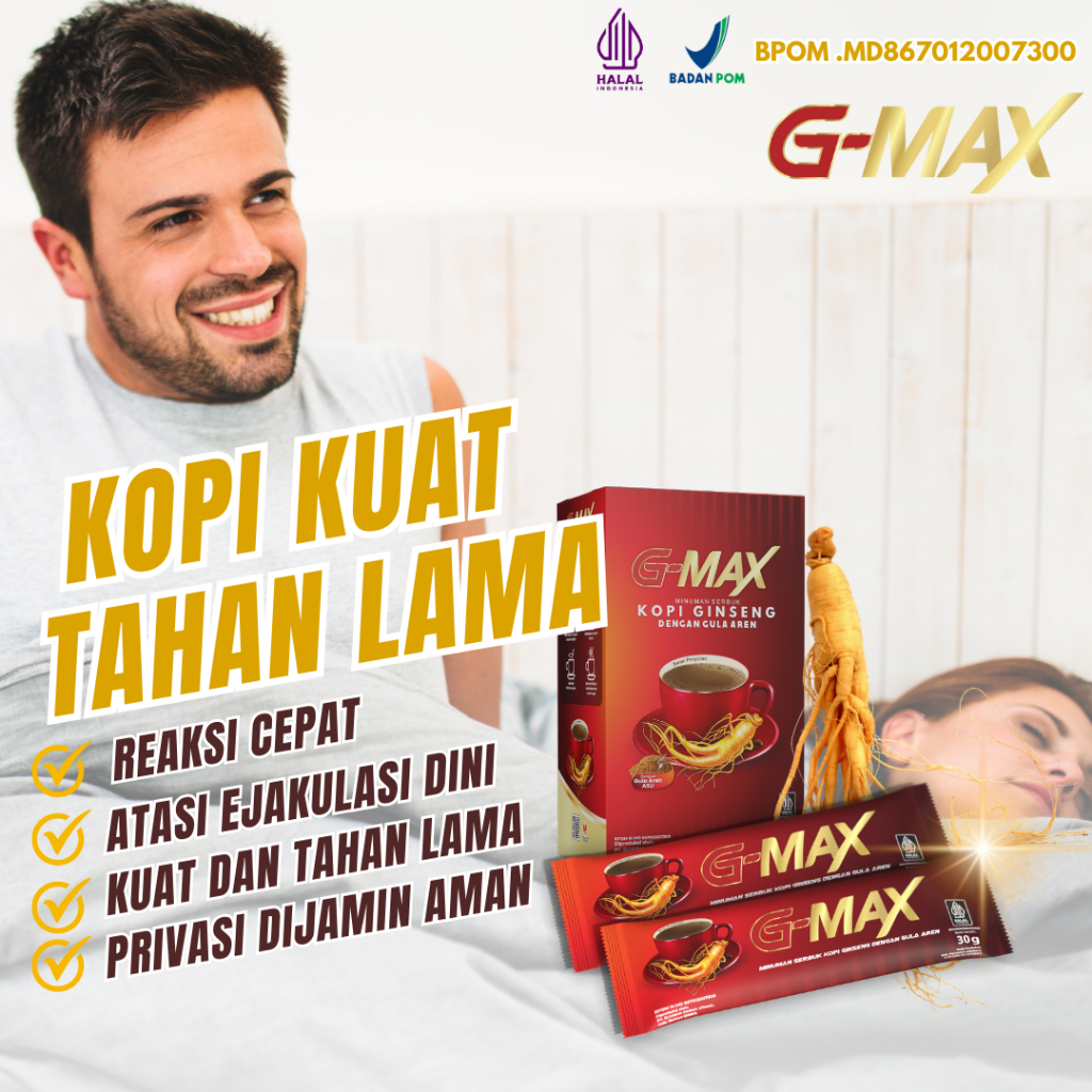 

Kopi G-MAX Original Kopi Ginseng Suplemen Penambah Stamina - Kopi Kuat Tahan Lama - ( Halal & Bpom )