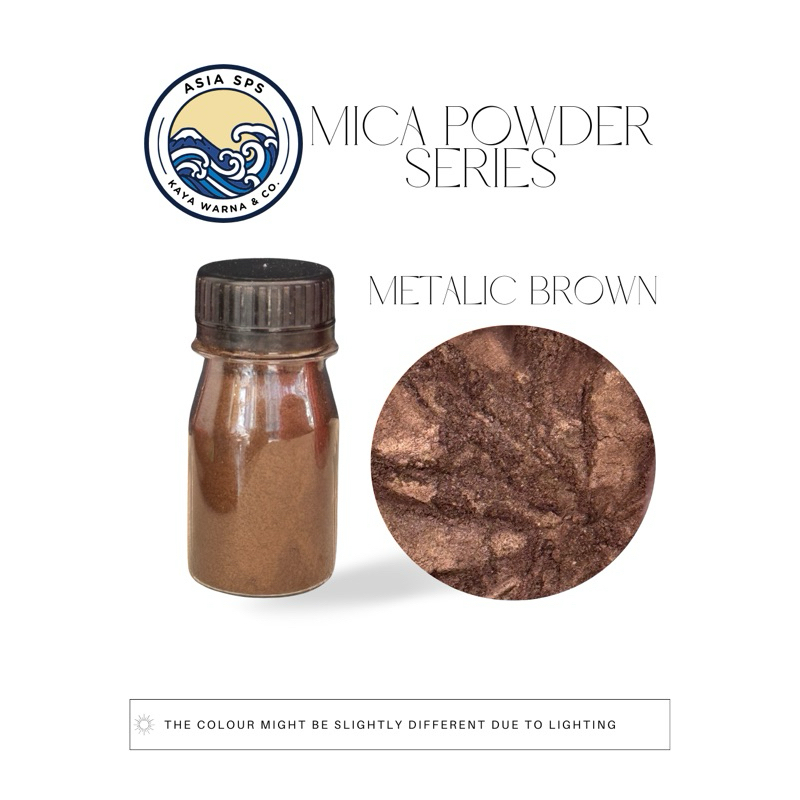 

Bubuk Mika Pigment BROWN METALIC Powder Serbuk Dekorasi Otomotif Resin Sablon Slime (15g)