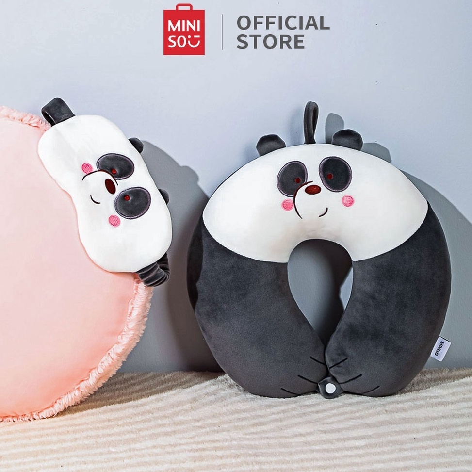 KODE S86O MINISO TOY  MINISO Bantal Leher Travel Masker Mata Tidur We bare Bears Bantal Leher Dewasa