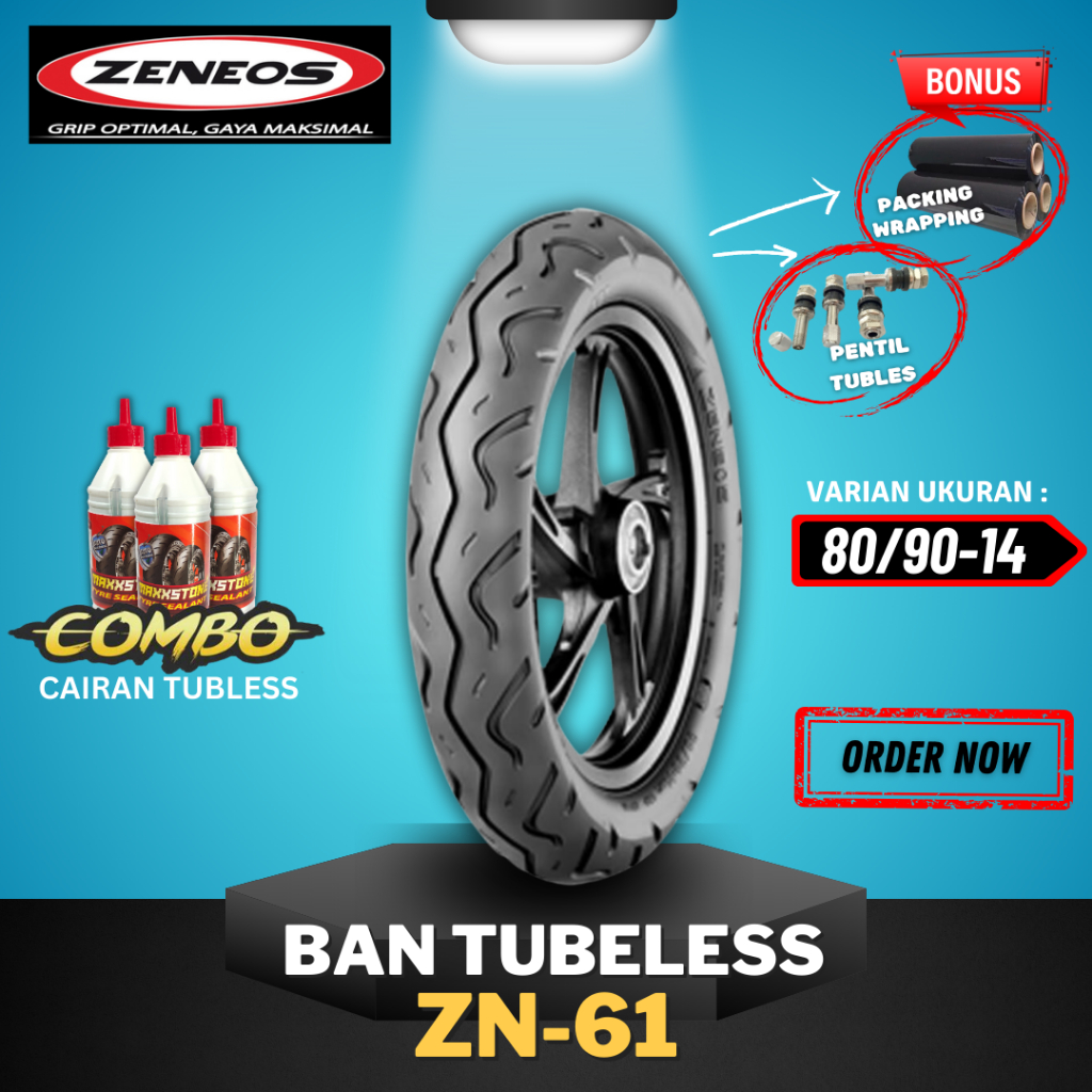 PROMO [READY COD] BAN ZENEOS ZN61 RING 14 80/90-14 / BAN TUBELESS ZENEOS RING 14 / BAN MOTOR MATIC