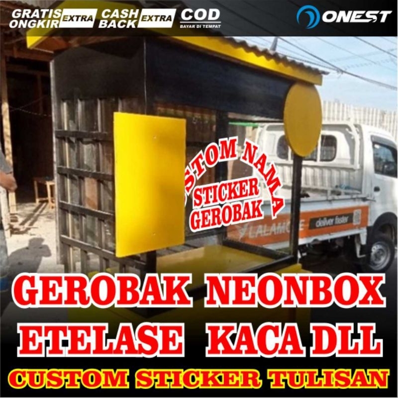 

Custom Sticker Tulisan Gerobak, Etalase, Neonbox, Kaca DLL