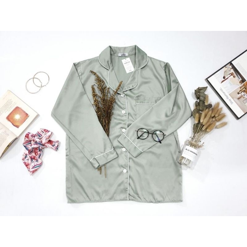 Piyama Wanita Set Satin Premium Lengan Panjang + Celana Panjang Baju Tidur Wanita / PP SATIN