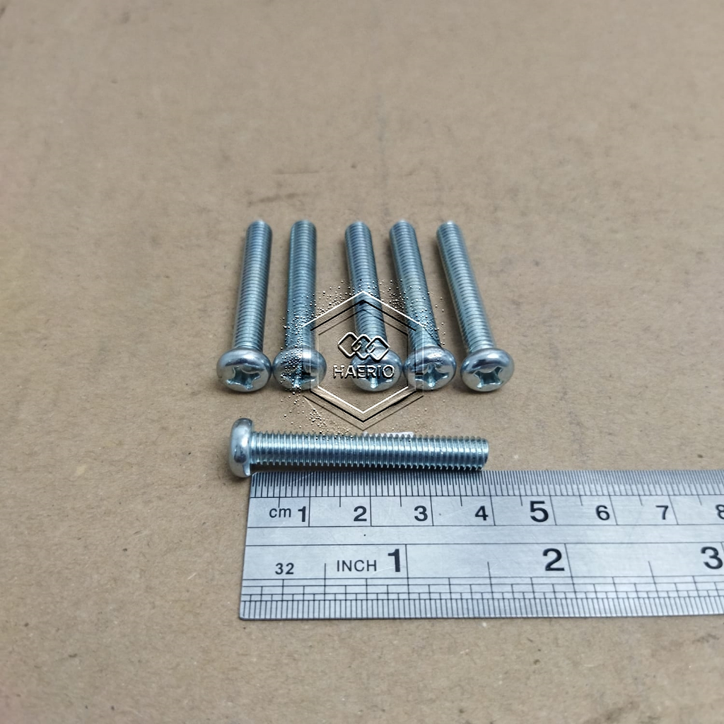 BAUT JP M6 X 40 OBENG PLUS / PAN HEAD M6 PANJANG 40 MM / JP M6X40 MM / BAUT JP DIAMETER 6 MM PANJANG