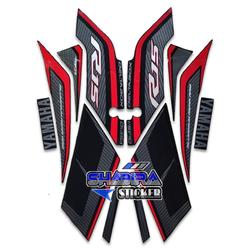 STIKER STRIPING LIS LES POLET BODY MOTOR YAMAHA R15 V2 2015 HITAM FULLSET