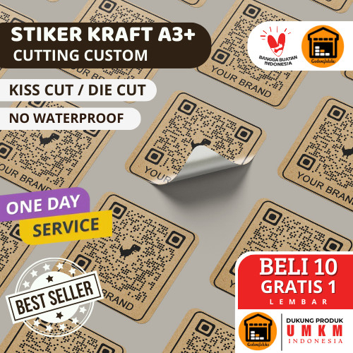 

Termurah Cetak Stiker Label KRAFT A3+ & KISS CUT Sesuai Pola / Cetak Label Kemasan Stiker Kraft