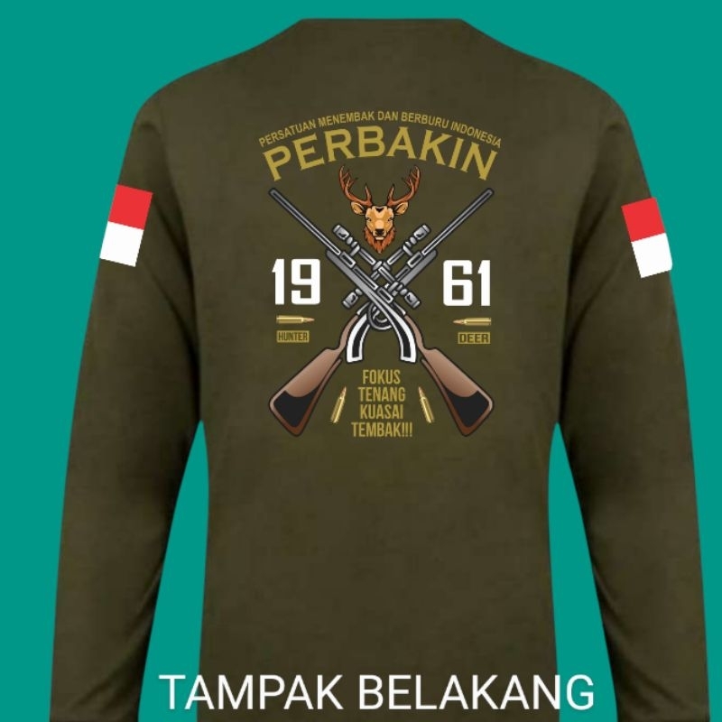 Kaos Perbakin Lengan Panjang / Kaos Perbakin Merah putih /Kaos Pemburu Hutan/ Kaos Senapan Pria Wani